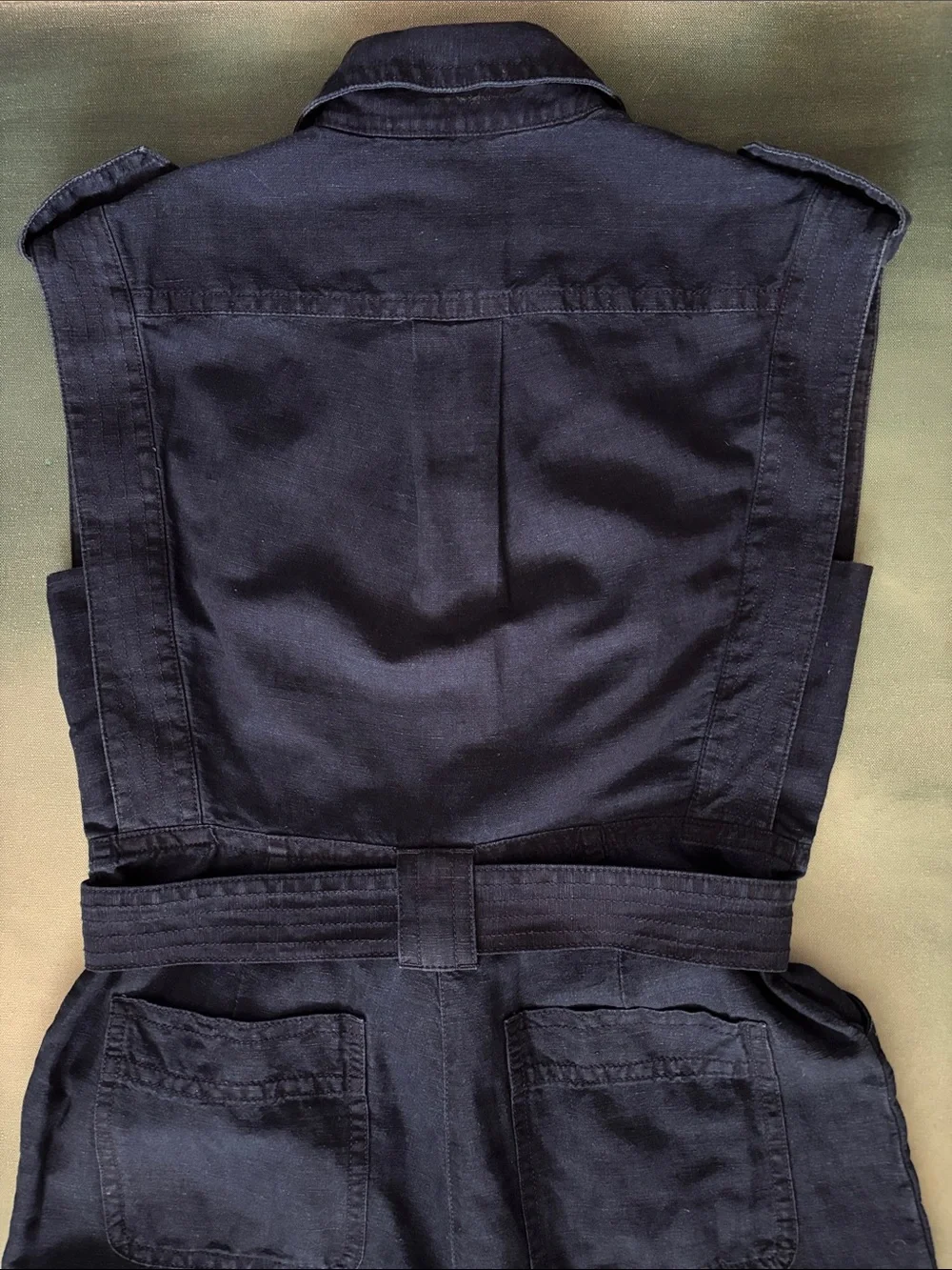 Banana Republic Sleeveless Utility Jumpsuit Linen Cotton Indigo Blue - Picture 8 of 12